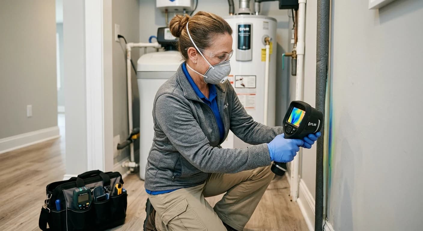 Professional mold removal work - How can you check for mold if it's not visible?